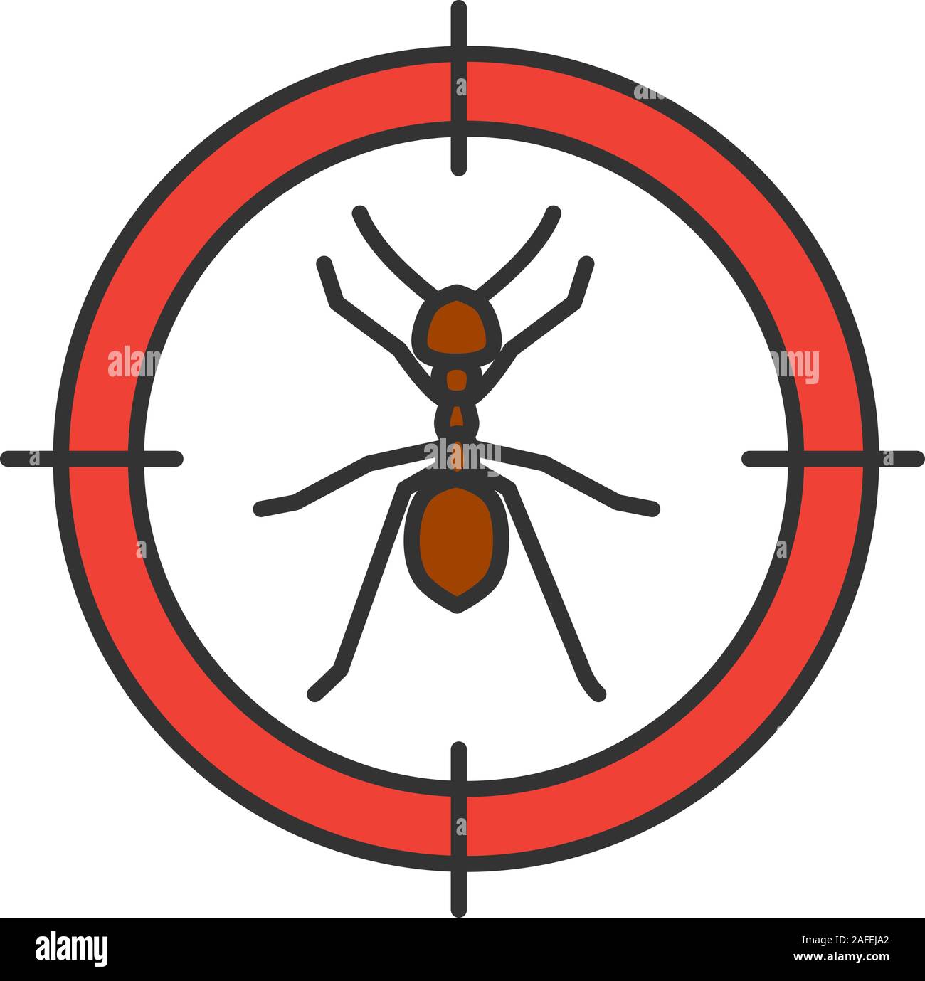 Ants target color icon. Insects repellent. Pest control. Isolated