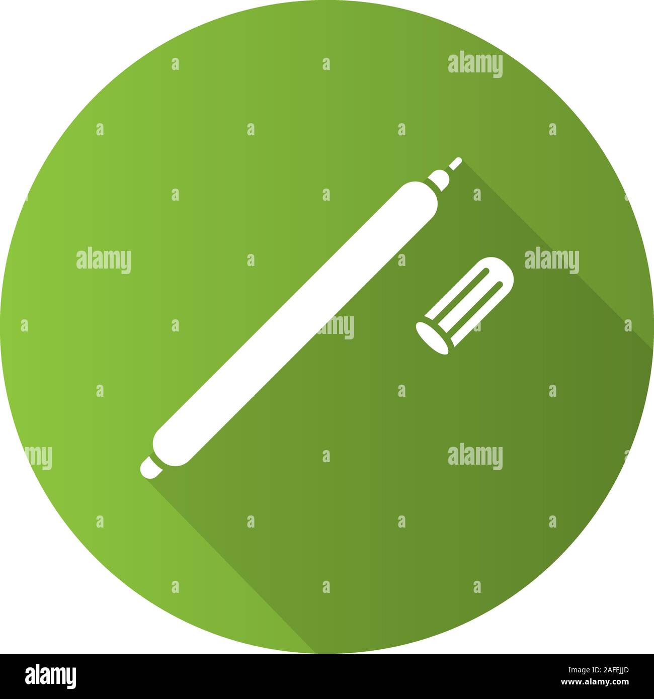 Fabric marker pen flat design long shadow glyph icon. Vector silhouette illustration Stock Vector