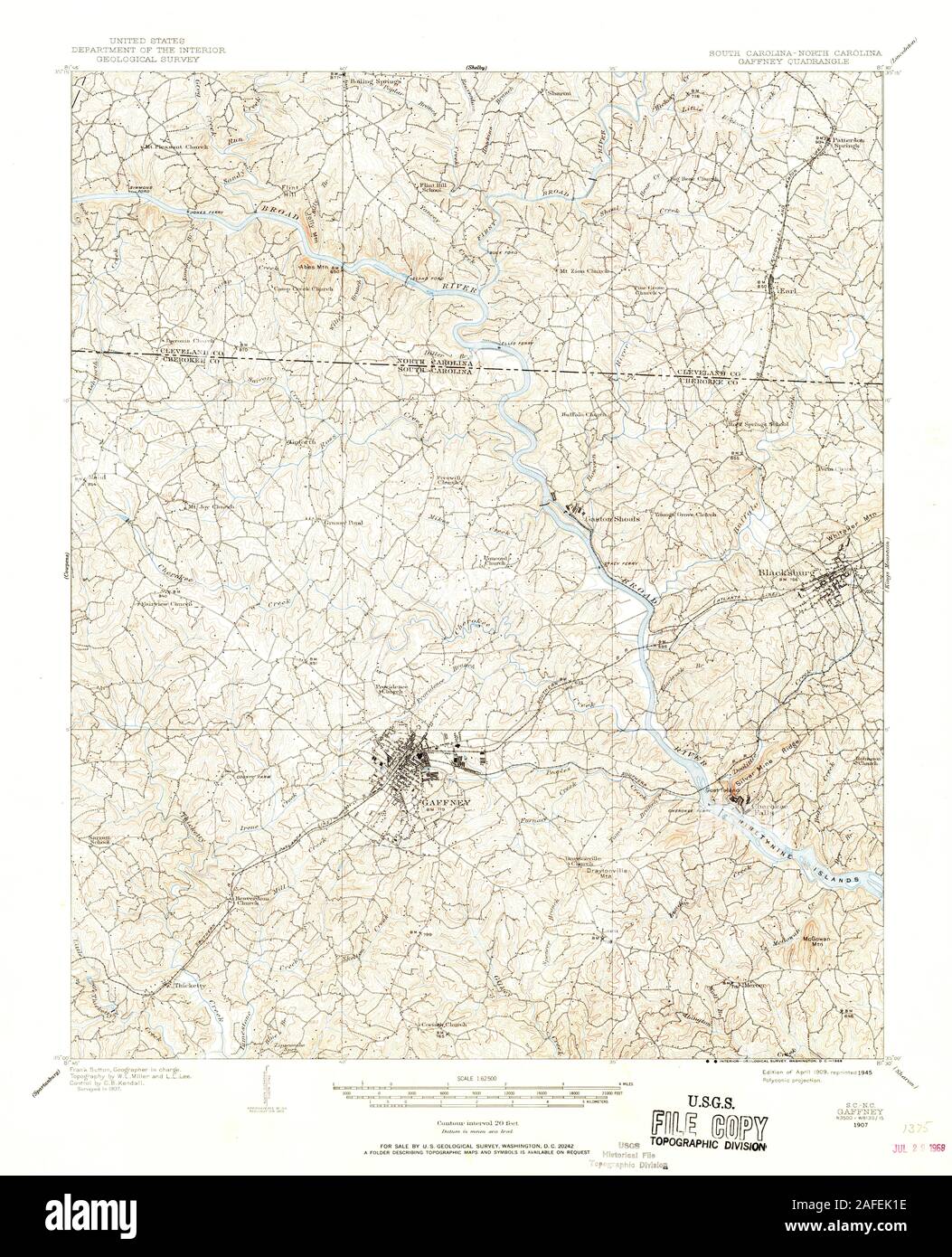 South Carolina Gaffney Sc Map