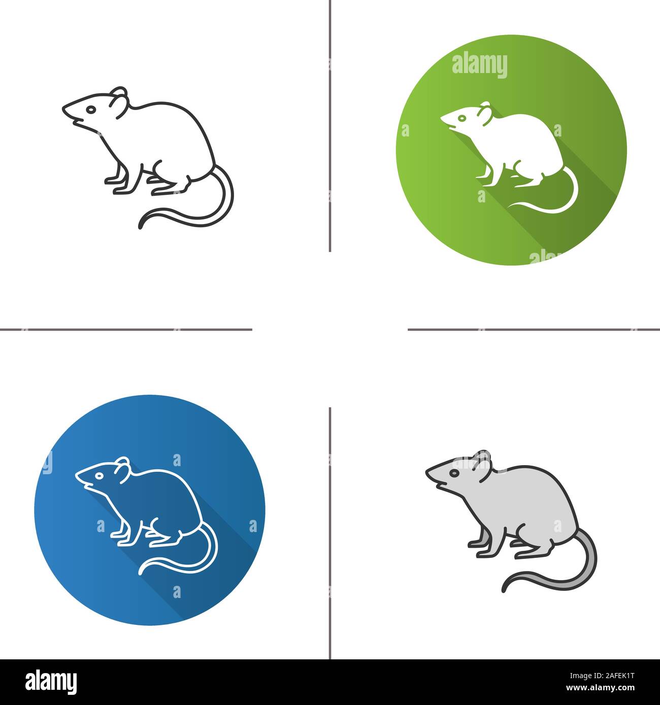 Mouse, rat icon. Flat design, linear and color styles. Rodent. Pest ...