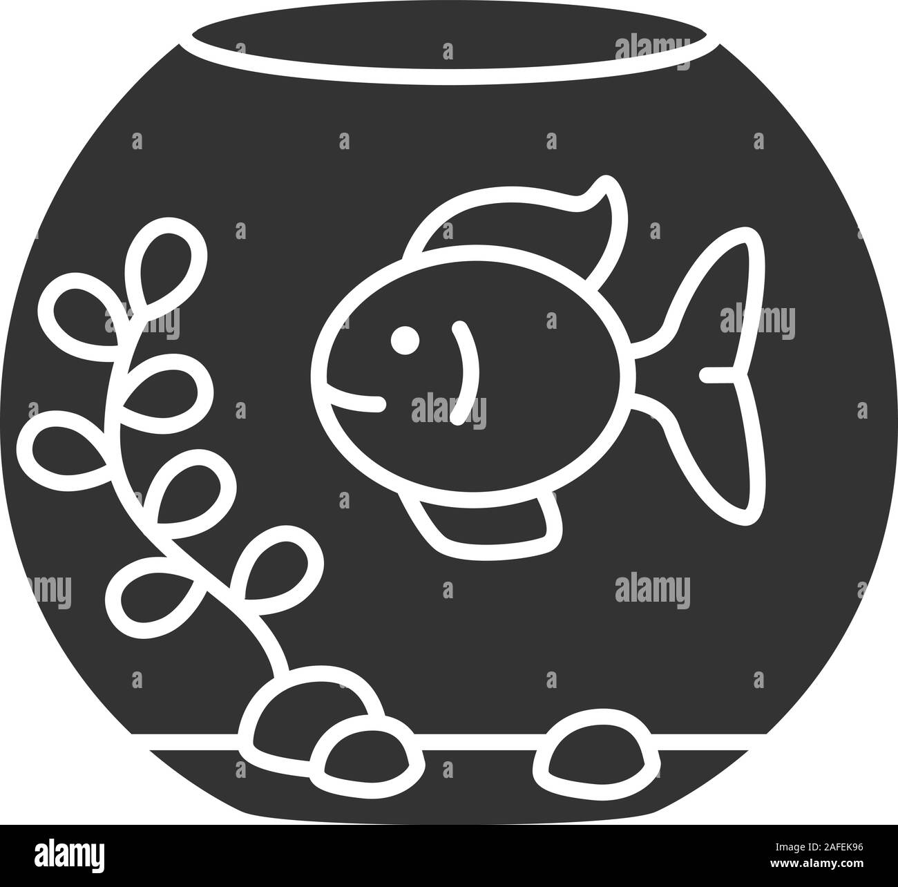 Aquarium glyph icon. Fishkeeping. Fish tank. Silhouette symbol. Negative space. Vector isolated illustration Stock Vector