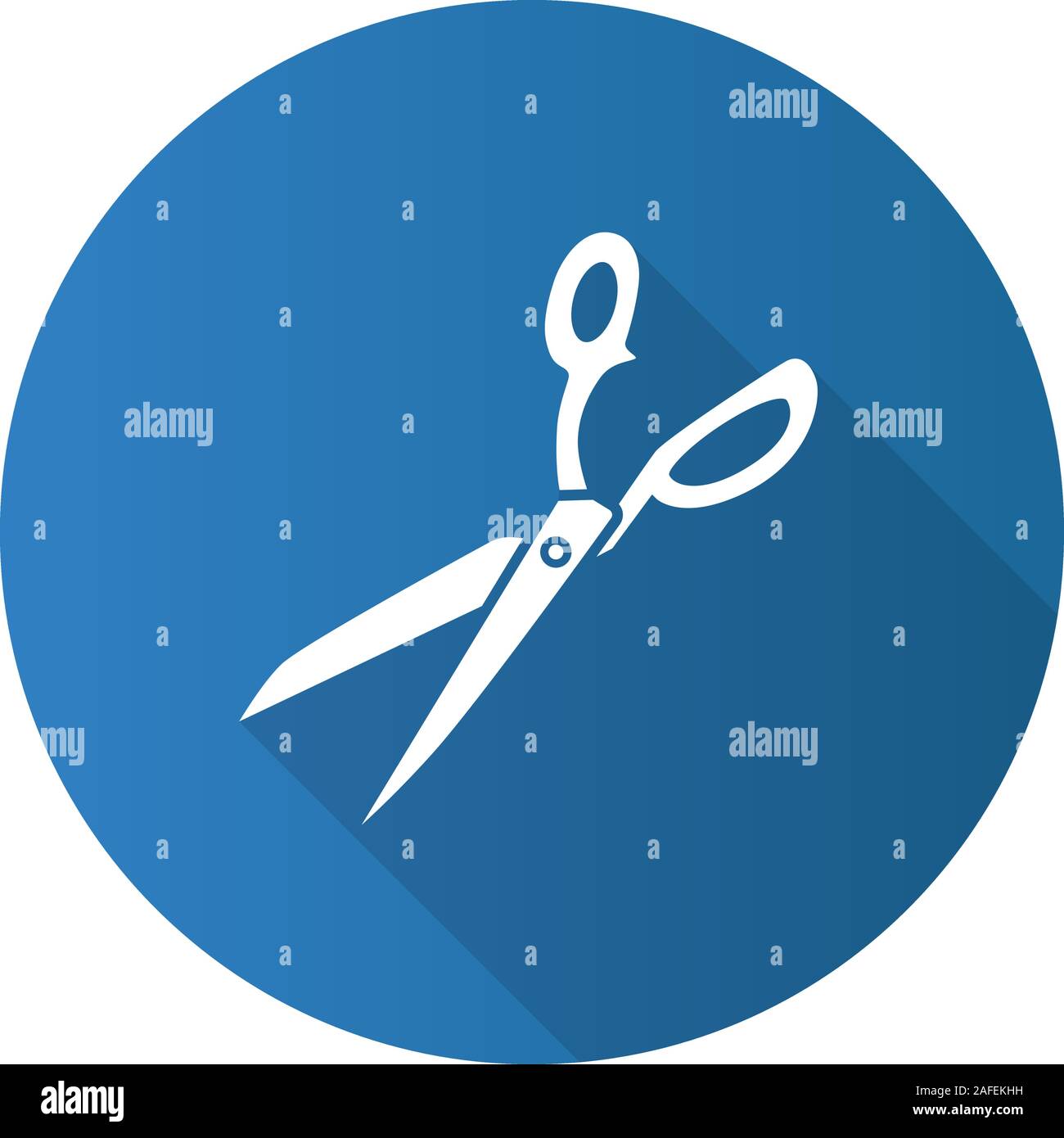 Fabric Scissors Flat Design Long Shadow Glyph Icon Shears Vector Silhouette Illustration Stock