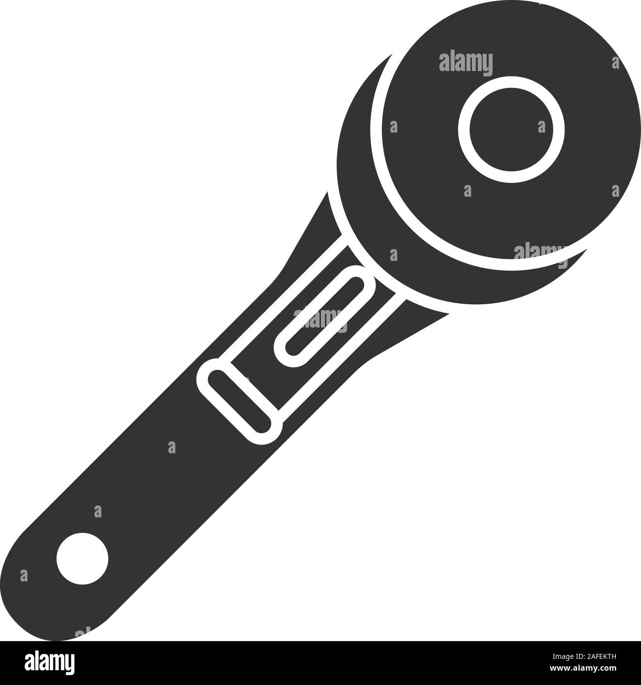 Rotary cutter glyph icon. Patchwork knife. Silhouette symbol. Negative ...