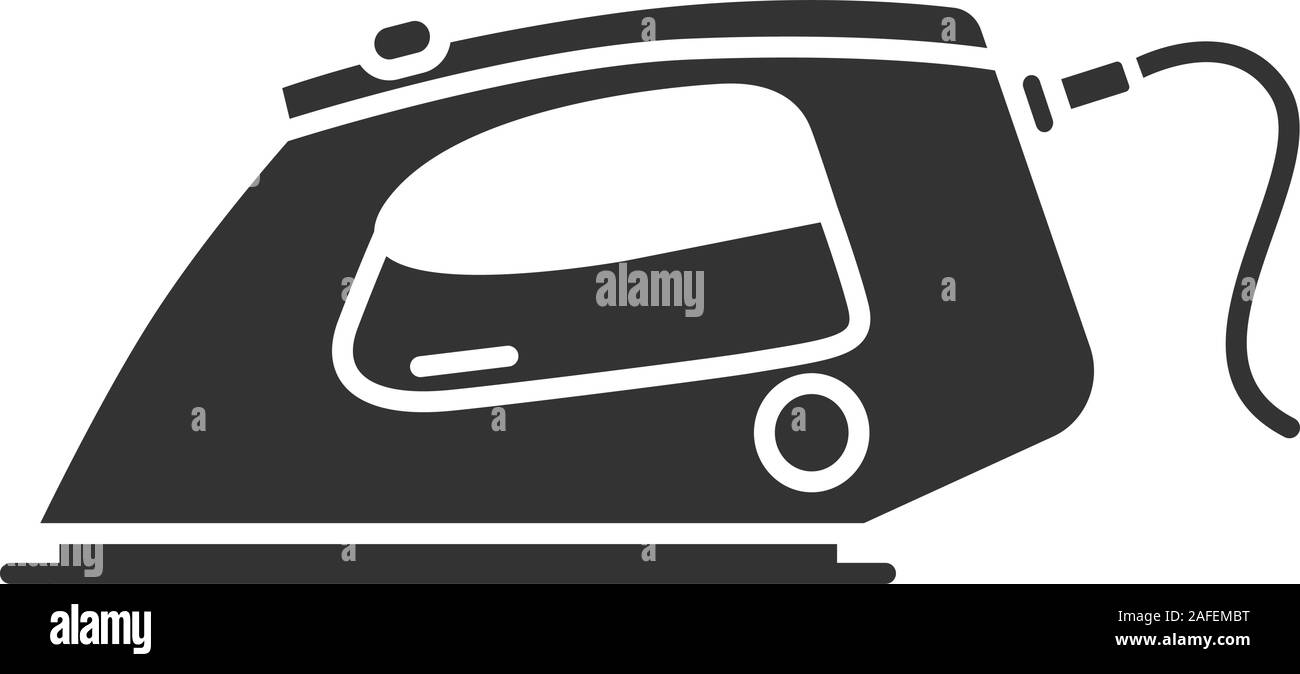 Steam iron glyph icon. Silhouette symbol. Negative space. Vector ...