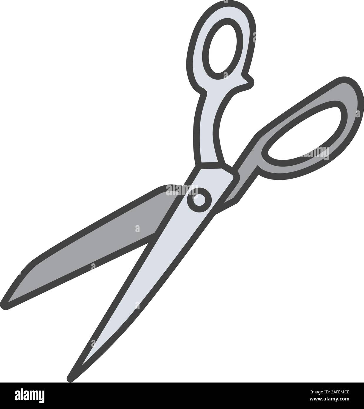Fabric scissors color icon. Shears. Isolated vector illustration Stock
