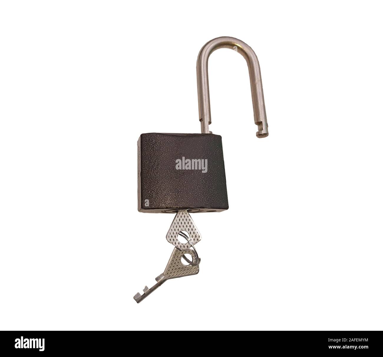 A padlock and the key on a white background Stock Photo - Alamy