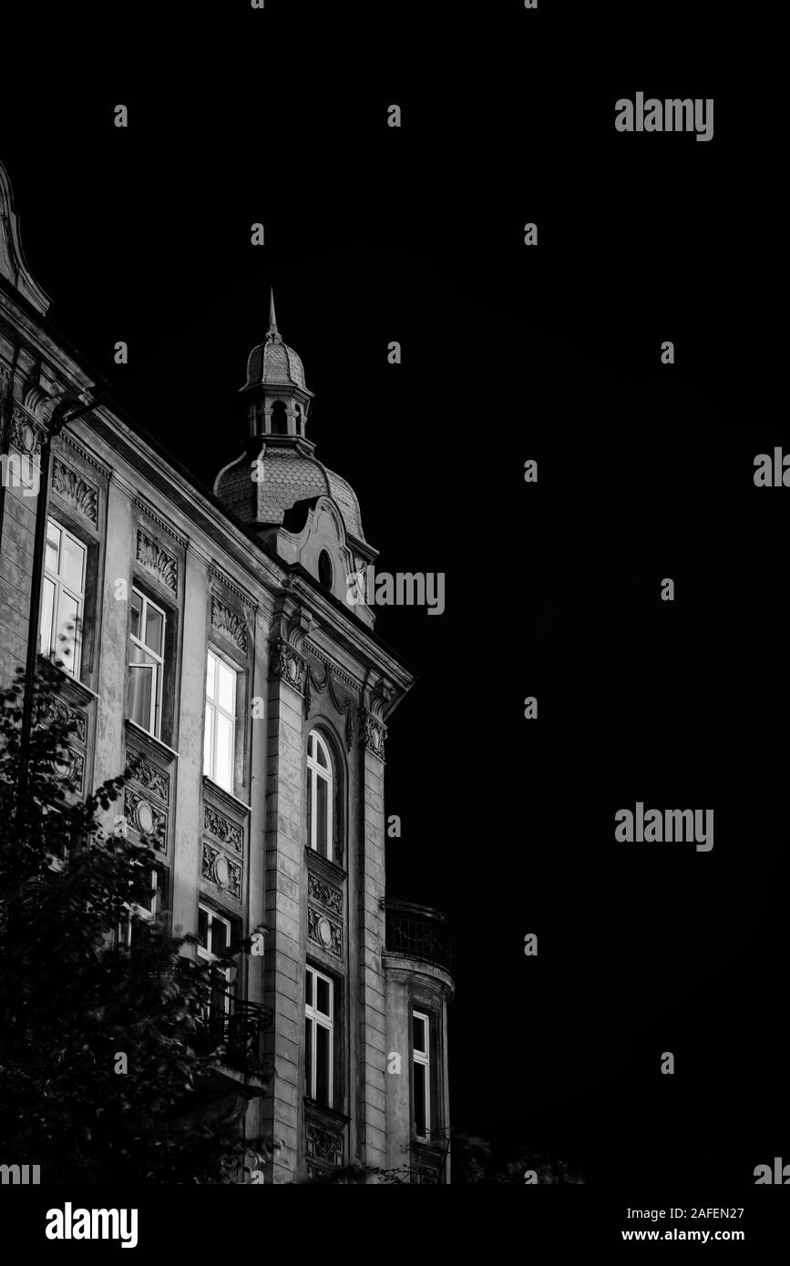 Ancient Krakow palace by night Stock Photo