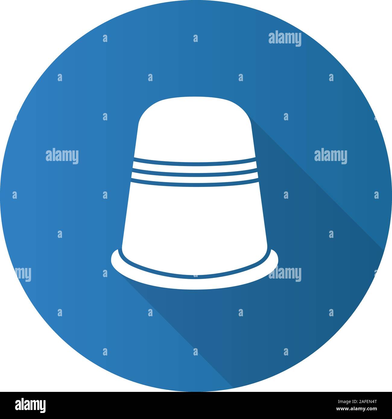 Sewing thimble flat design long shadow glyph icon. Finger protector. Vector silhouette illustration Stock Vector