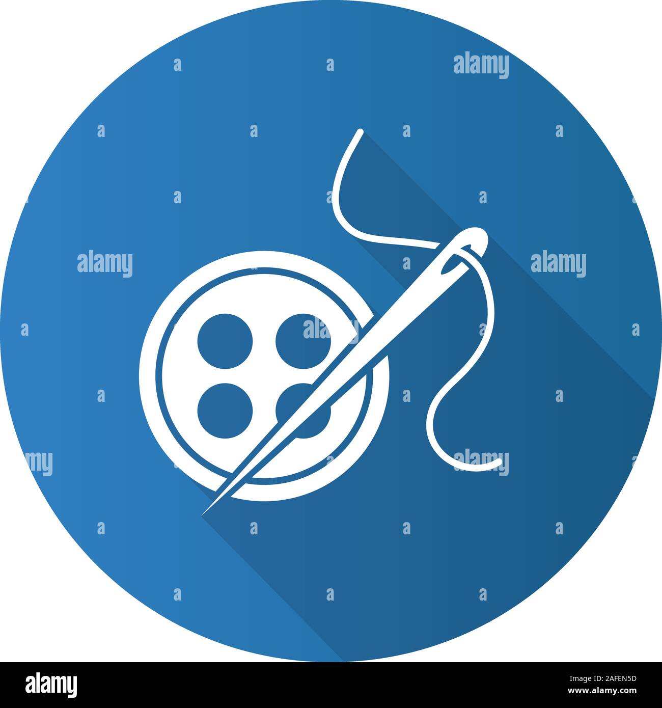 Sewing buttons and needle with thread flat design long shadow glyph ...