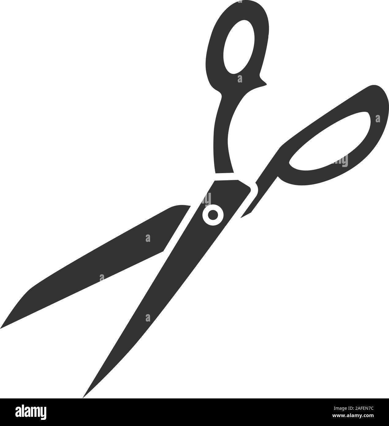 Fabric scissors glyph icon. Shears. Silhouette symbol. Negative space. Vector isolated