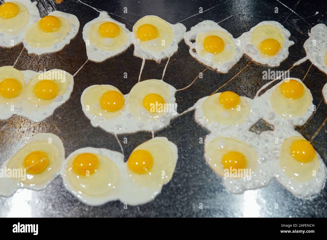 eggs in the kitchen of the restaurant scrambled egg yolk protein Stock Photo Alamy