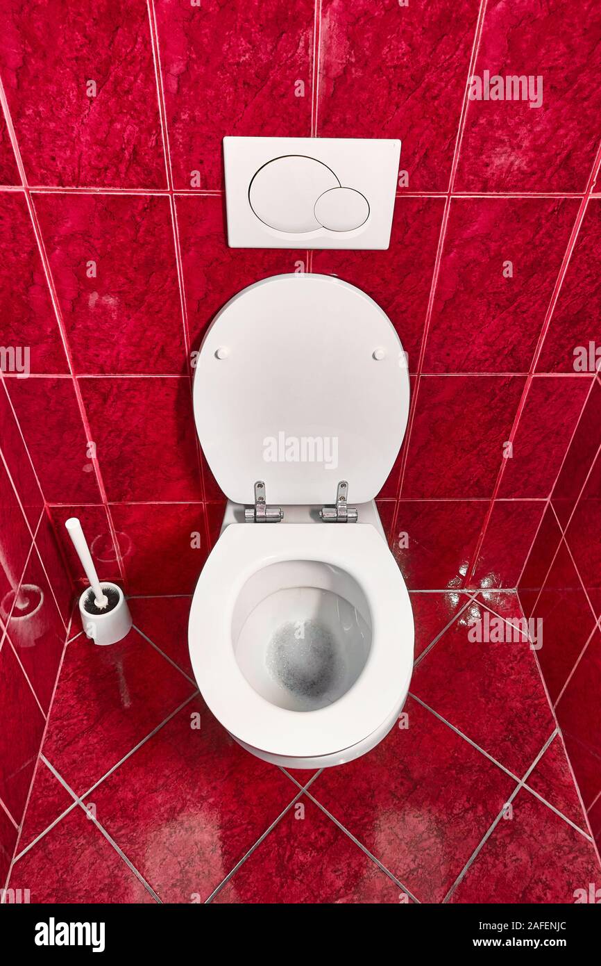 Toilet seat open Stock Photo - Alamy