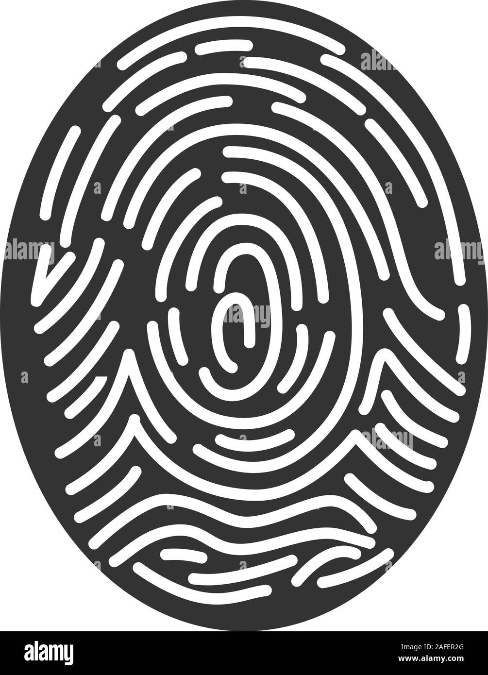 Fingerprint glyph icon. Silhouette symbol. Finger identification. Negative space. Vector isolated illustration Stock Vector