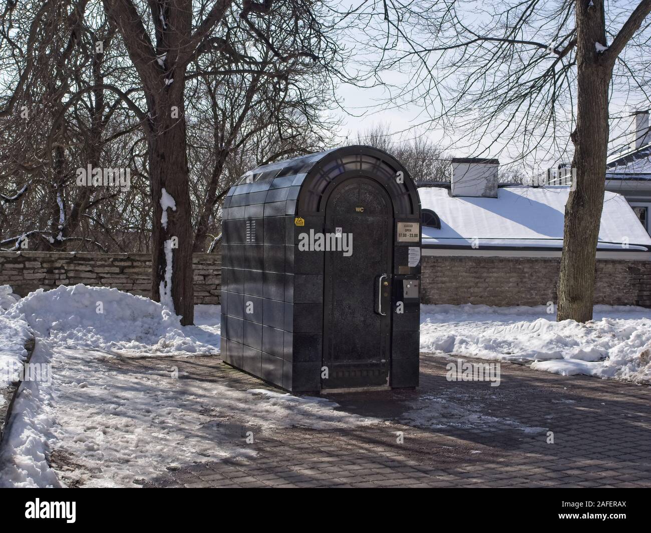 The most expensive public toilet made of black marble in Tallinn, Estonia  Stock Photo - Alamy