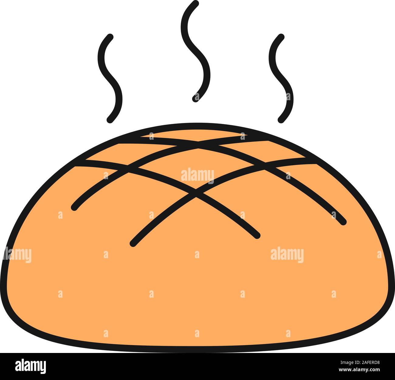 Fresh round rye bread loaf color icon. Isolated vector illustration ...