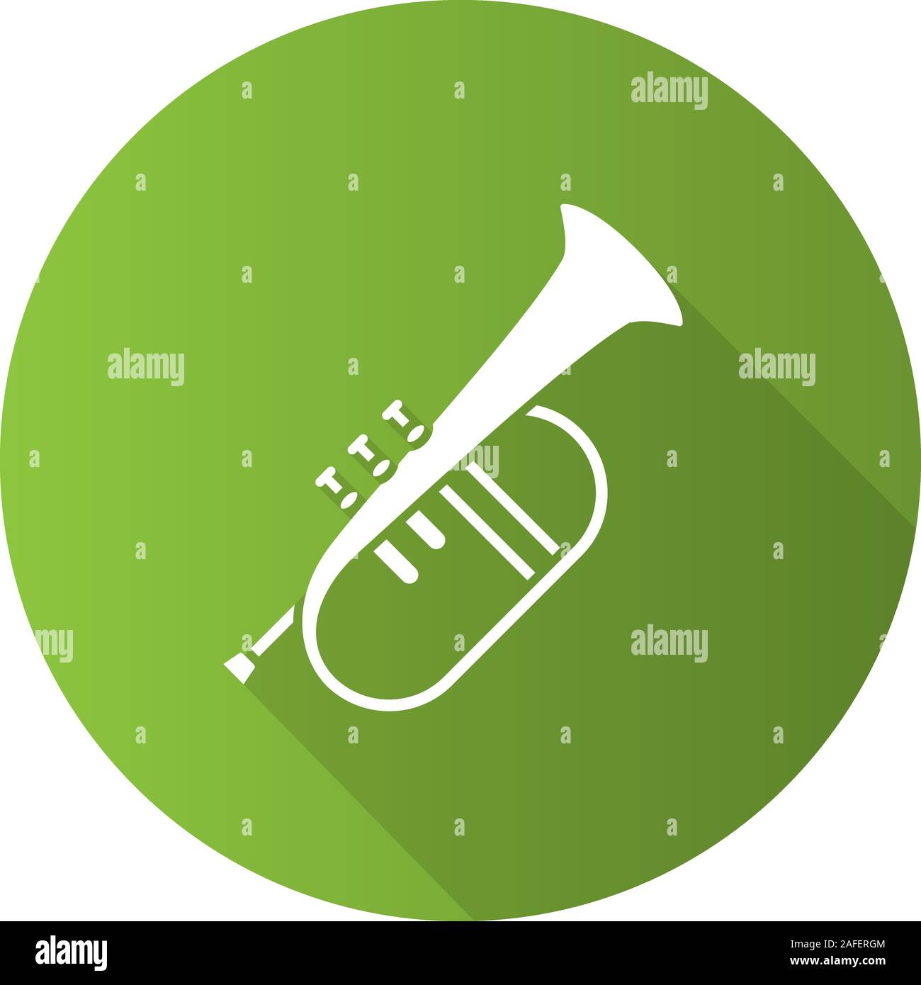 Flugelhorn flat design long shadow glyph icon. Bugel. Vector