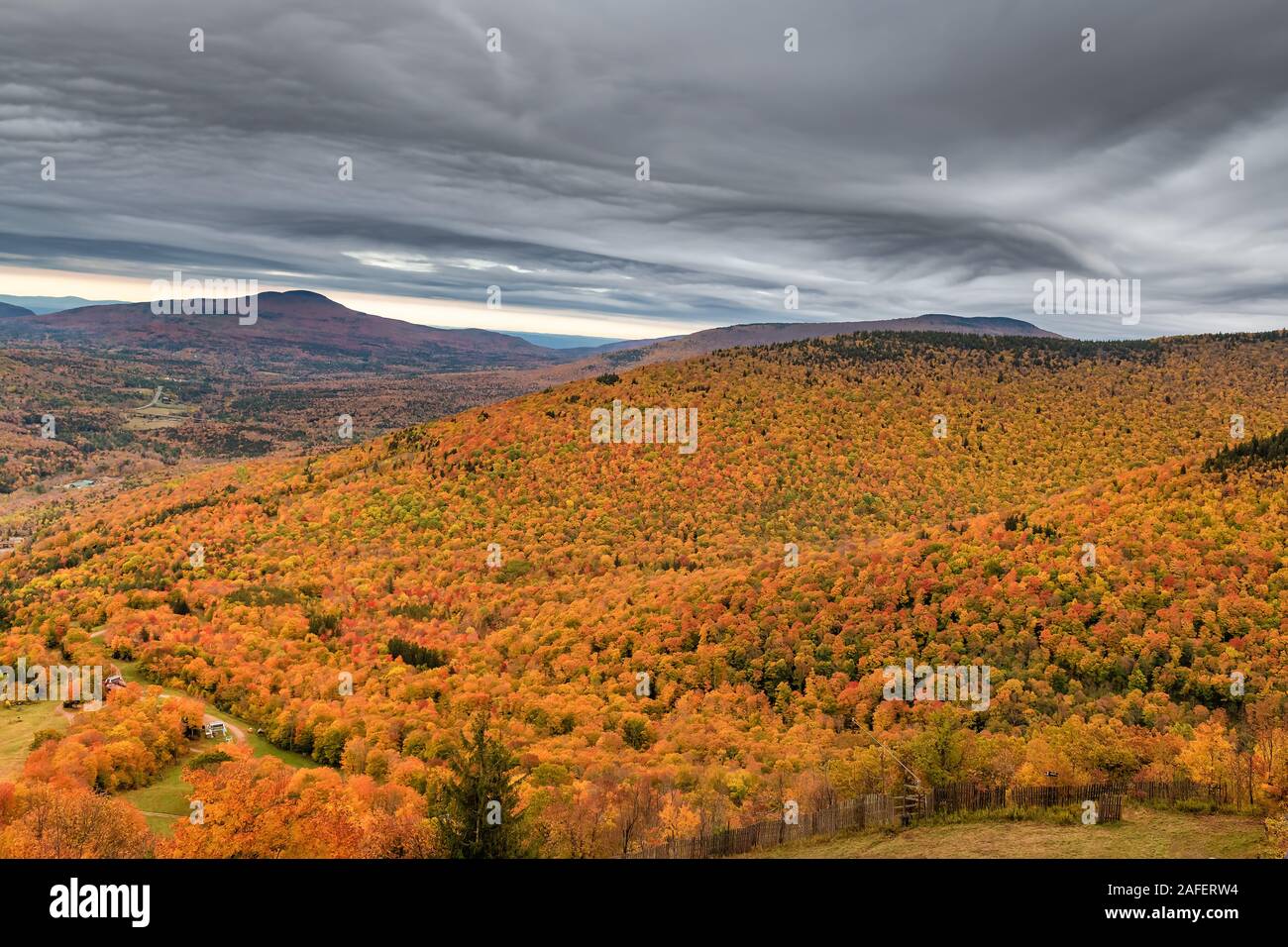 Colorful autumn foliage  in the Catskills Mountains of New York Stock Photo