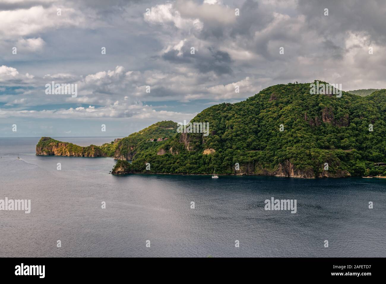 Small town Soufriere in Saint Lucia, Caribbean Islands Stock Photo