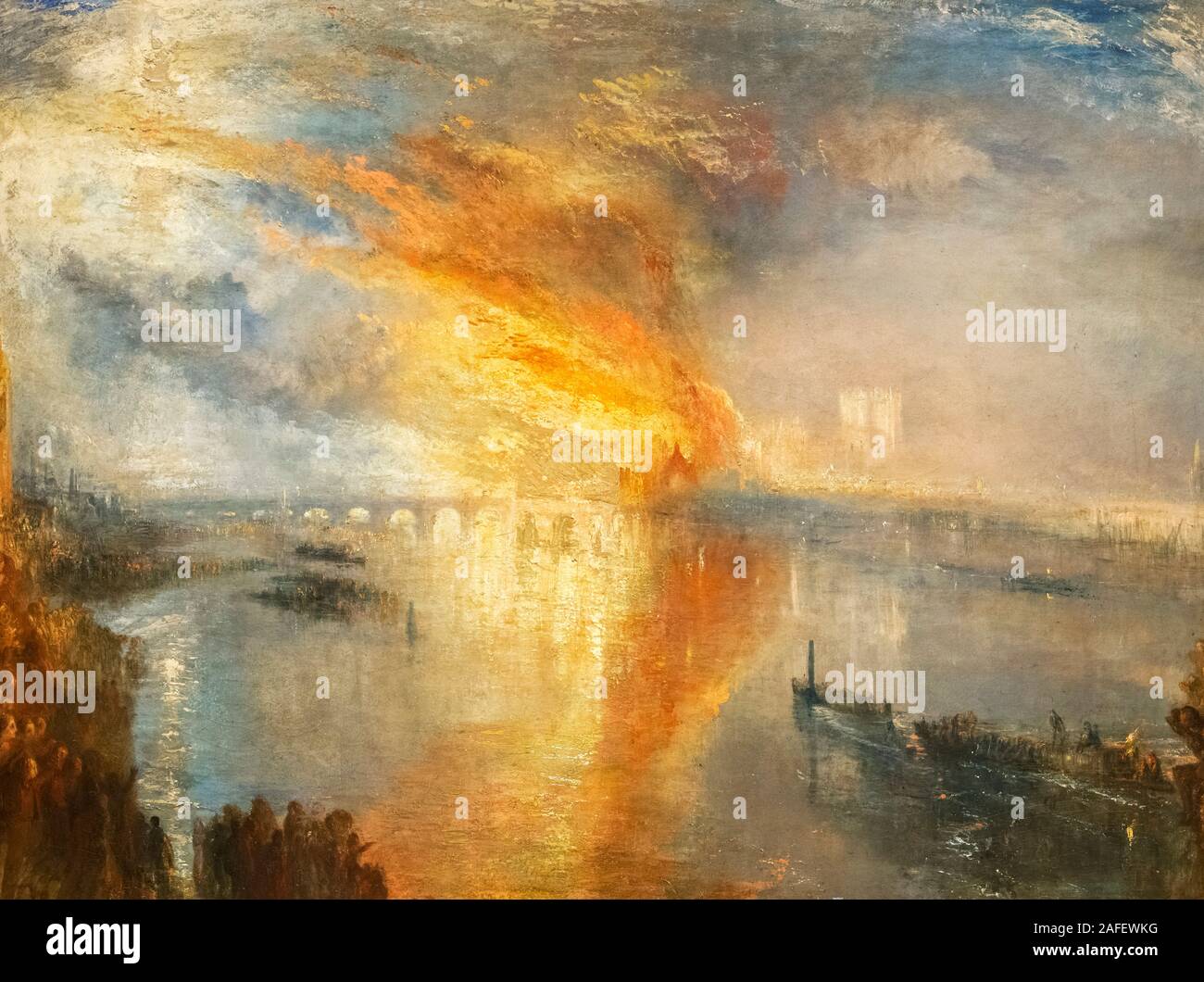 JMW Turner, The Burning of the Houses of Lords and Commons, 16 October 1834, oil on canvas, 1835 Stock Photo