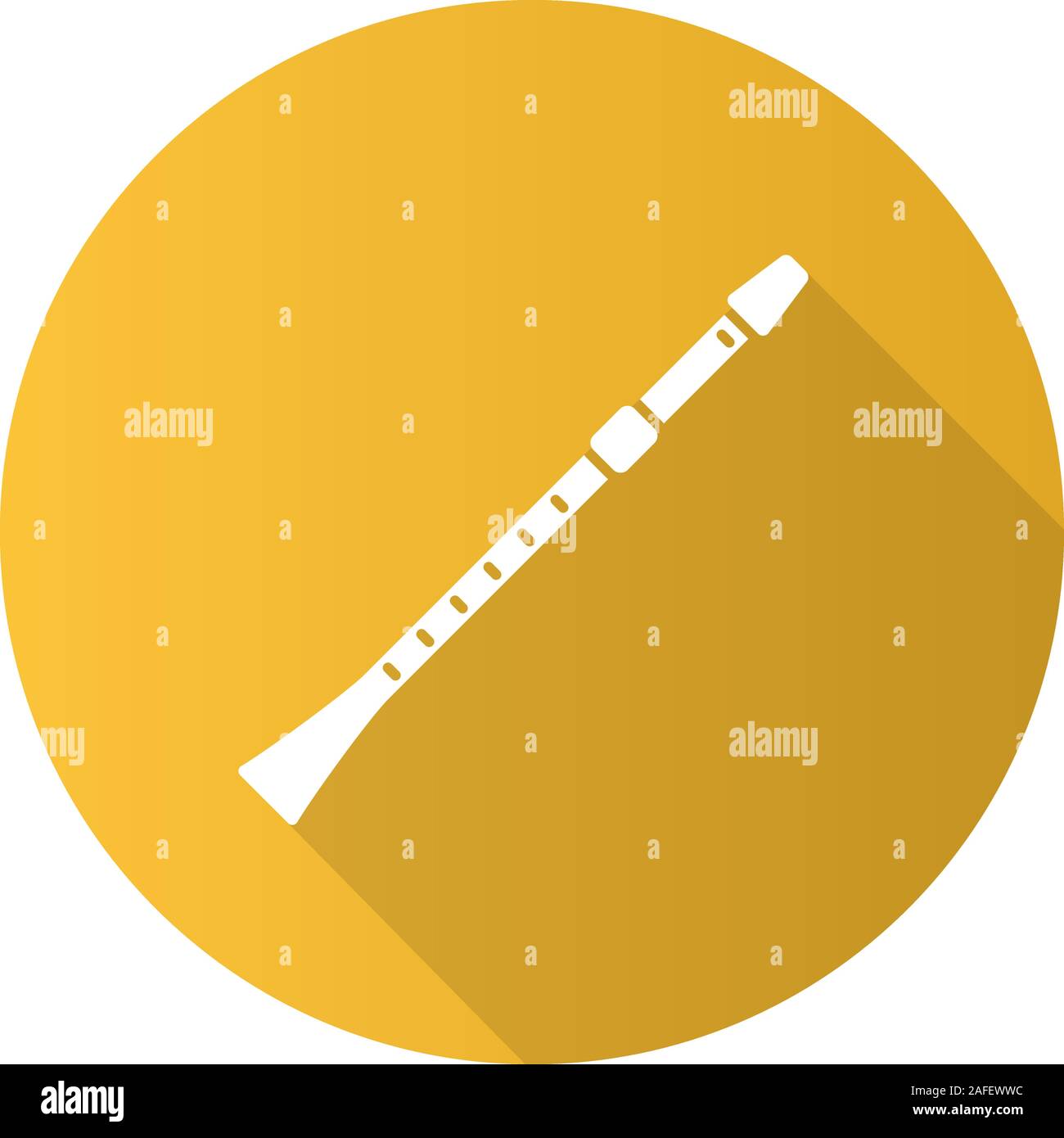 Flute flat design long shadow glyph icon. Vector silhouette