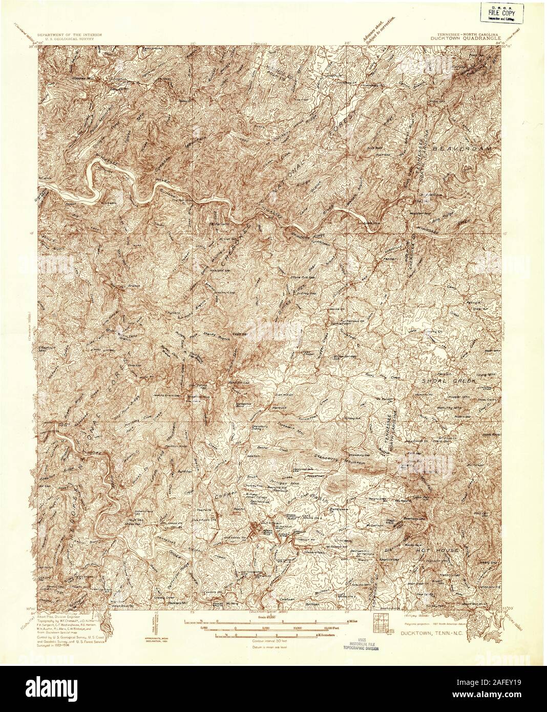 USGS TOPO Map North Carolina TN Ducktown 147966 1936 48000 Restoration