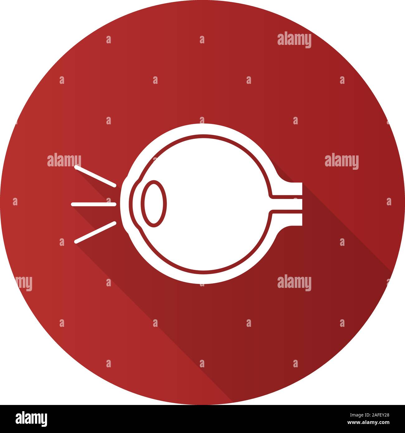 Eye anatomy flat design long shadow glyph icon. Light refraction in eye