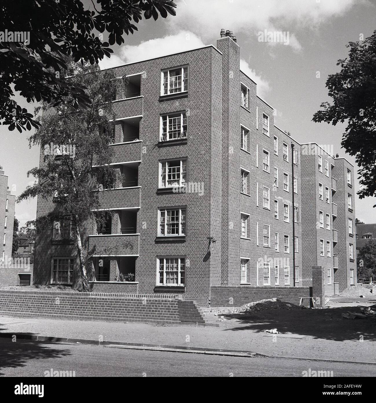 1950s, historical, post-war and newly constructed, brick-built blocks ...