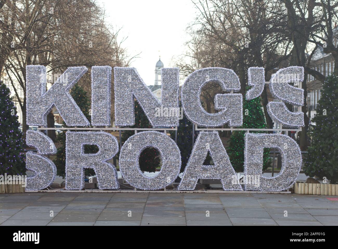 Kings road Christmas sign Stock Photo