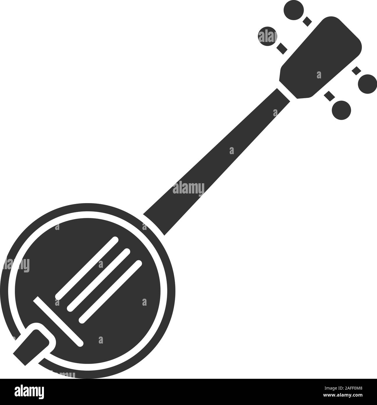 Banjo glyph icon. Silhouette symbol. Negative space. Vector isolated ...