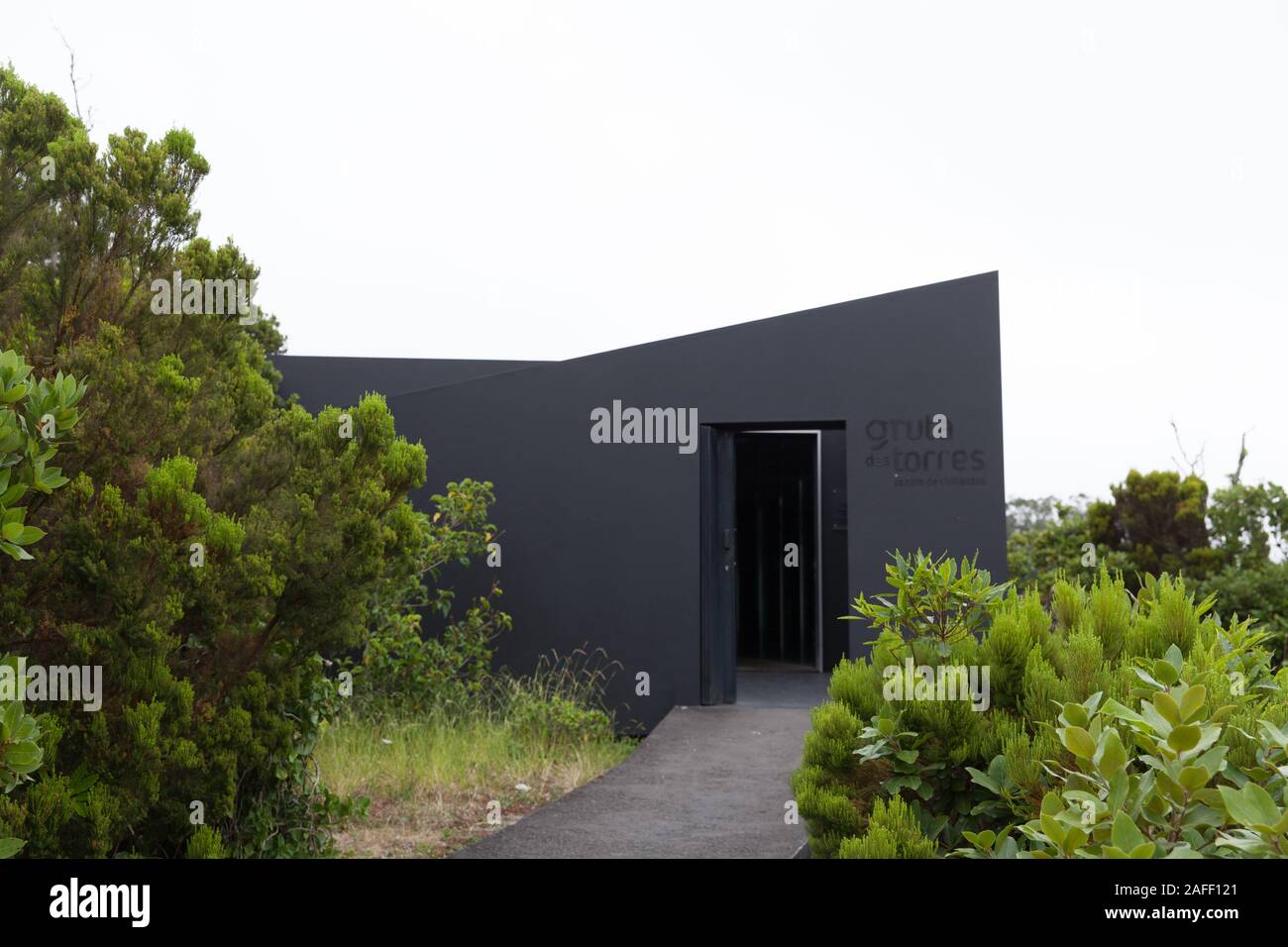 Entrance to Museum of Gruta das Torres, an example of minimalist modern architecture Stock Photo