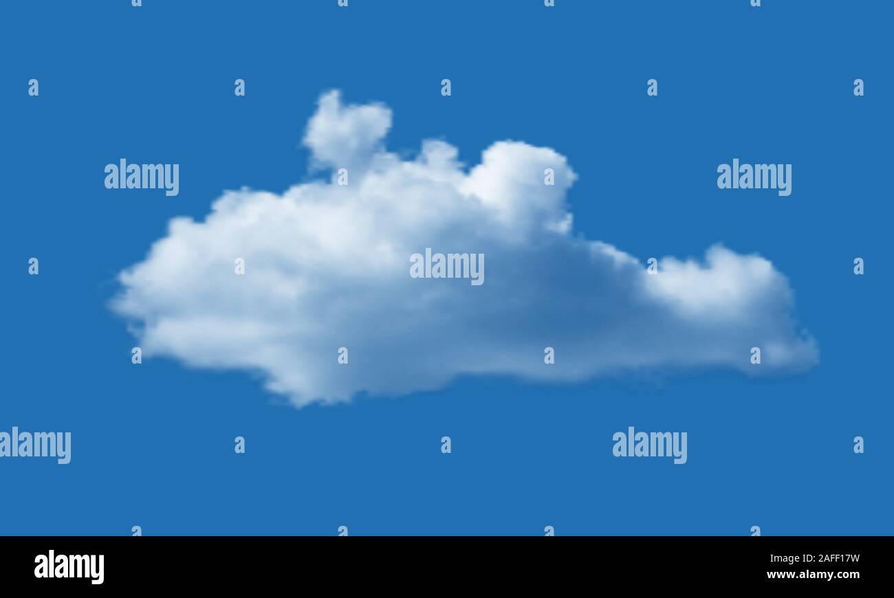 Cloud isolated over blue sky background. Realistic vector illustration ...