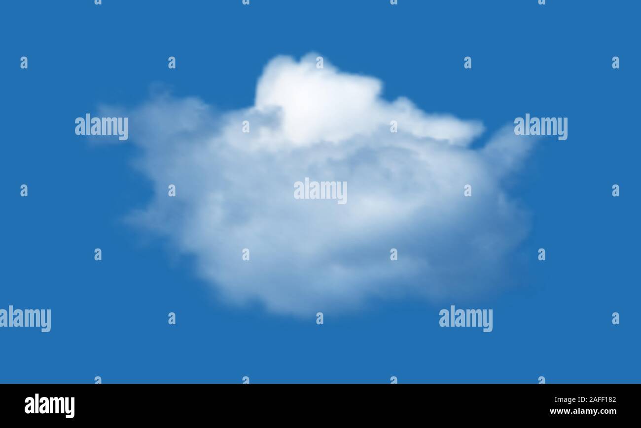 Cloud isolated over blue sky background. Realistic vector illustration ...