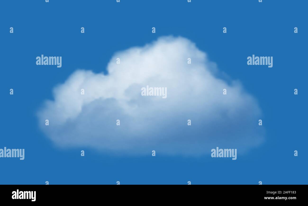 Cloud isolated over blue sky background. Realistic vector illustration ...