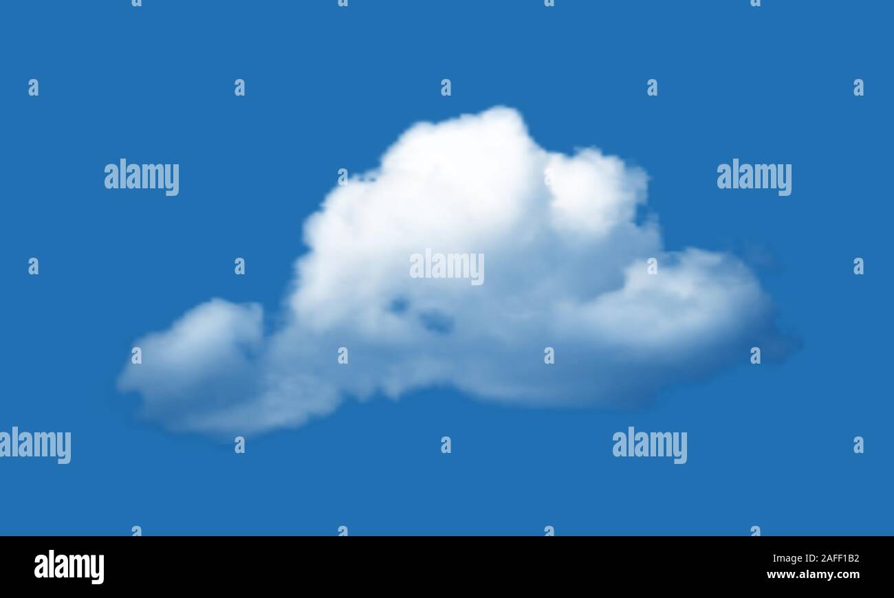 Cloud isolated over blue sky background. Realistic vector illustration ...