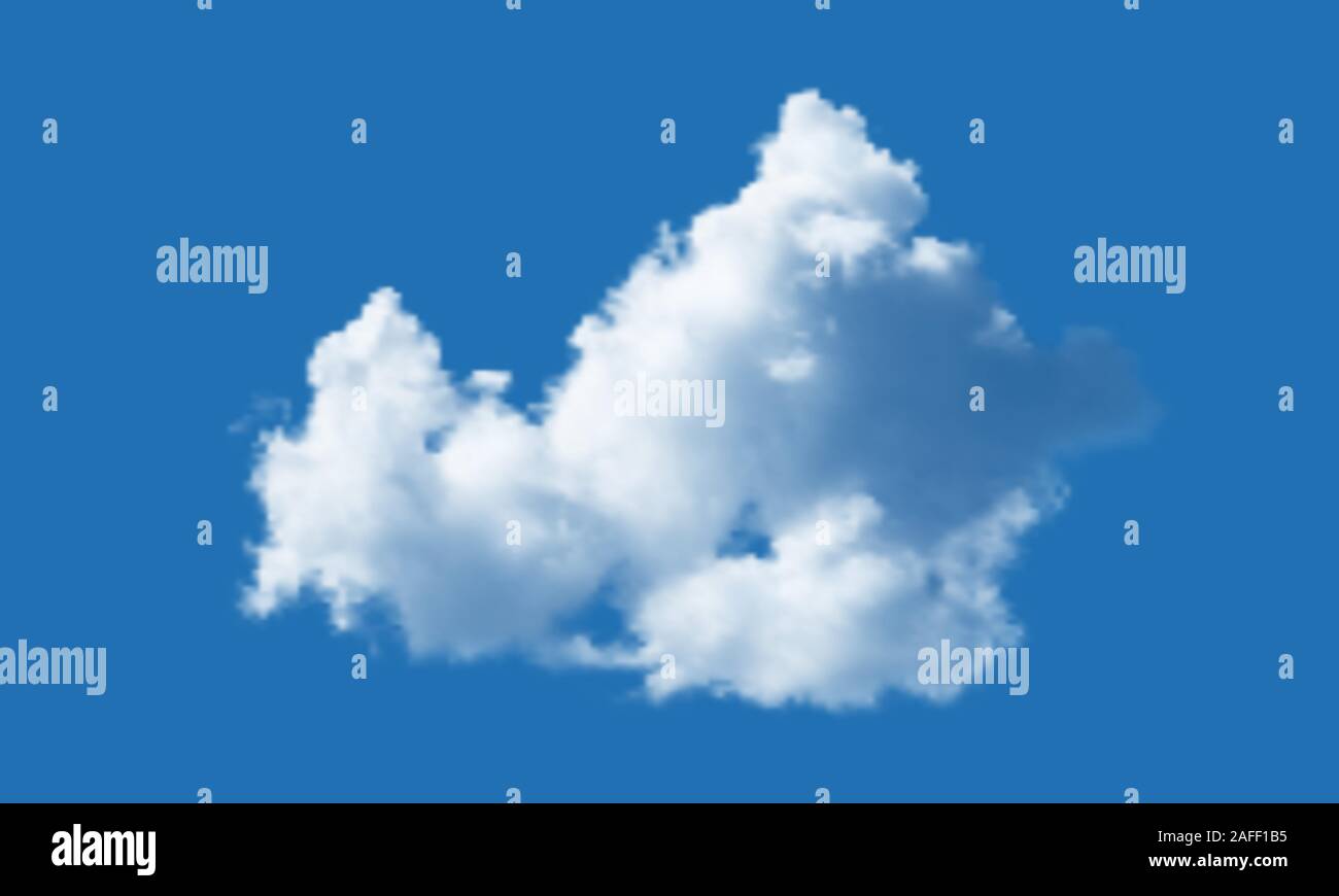 Cloud isolated over blue sky background. Realistic vector illustration ...