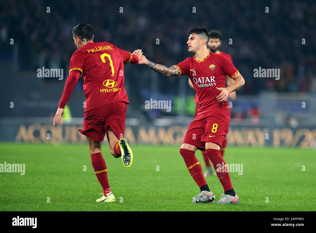 during the Italian championship Serie A football match between AS Roma and Spal 2013 on December 15, 2019 at Stadio Olimpico in Rome, Italy - Photo Federico Proietti/ESPA-Images Stock Photo