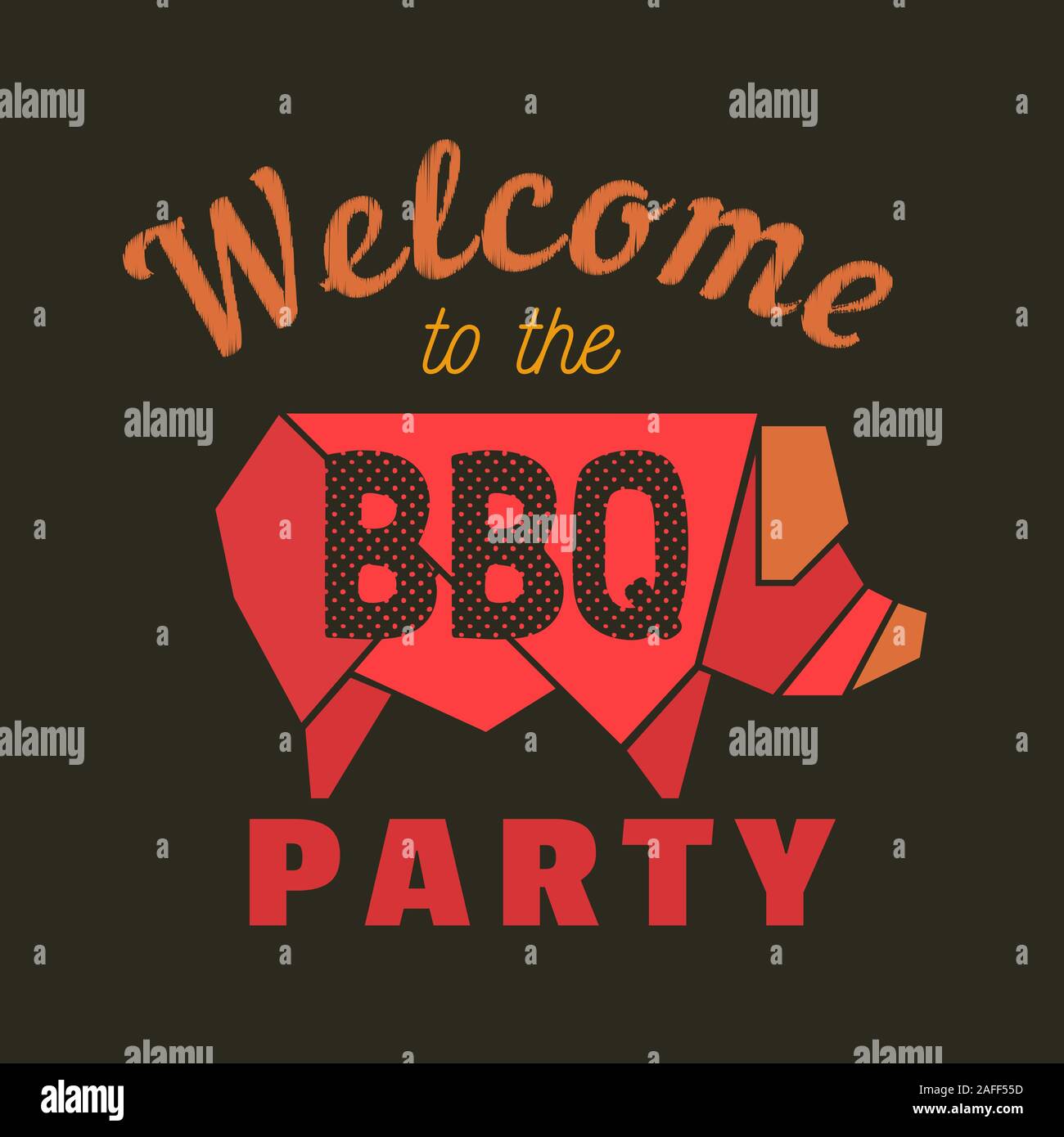 BBQ party welcome invitation flat vector icon Stock Vector