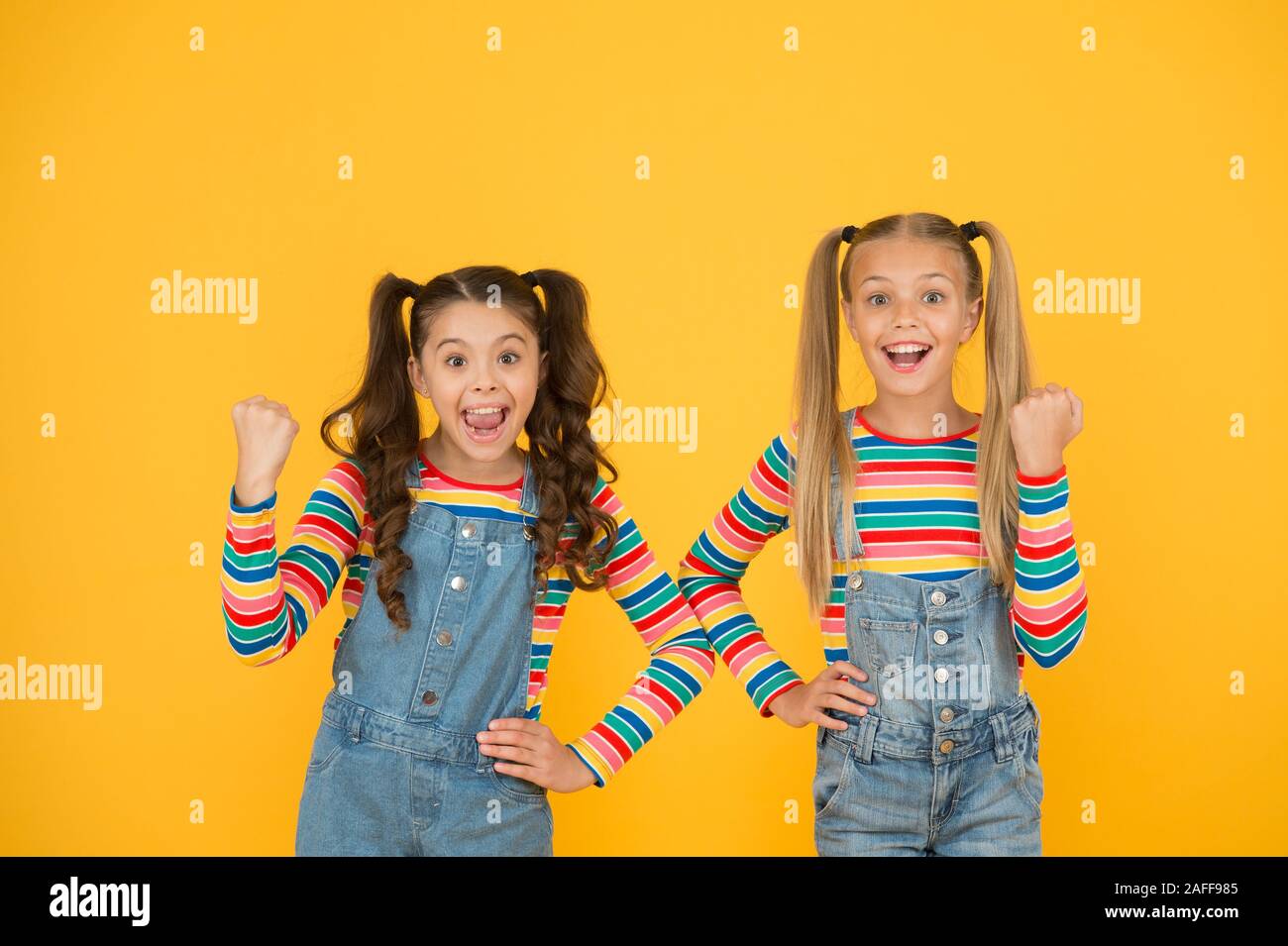 Happy School Children Friendship Best Friends Forever Small Sisters Have Fun Little Girls Yellow Background Hairdresser Salon Kid Summer Fashion Beauty And Style Childhood Happiness Stock Photo Alamy Happy School Children Friendship Best Friends Forever Small Sisters Have Fun Little Girls Yellow Background Hairdresser Salon Kid Summer Fashion Beauty And Style Childhood Happiness Stock Photo Alamy
