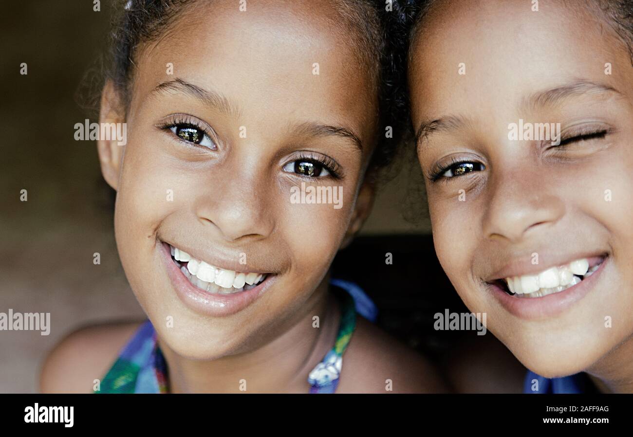 beautiful twin sisters, cuba Stock Photo