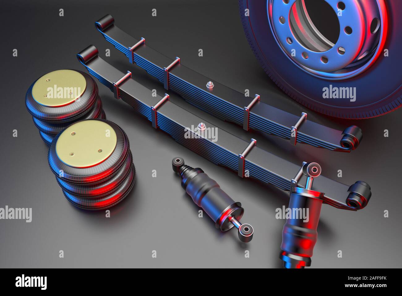 Many new auto parts for commercial transport truck. Spare parts for