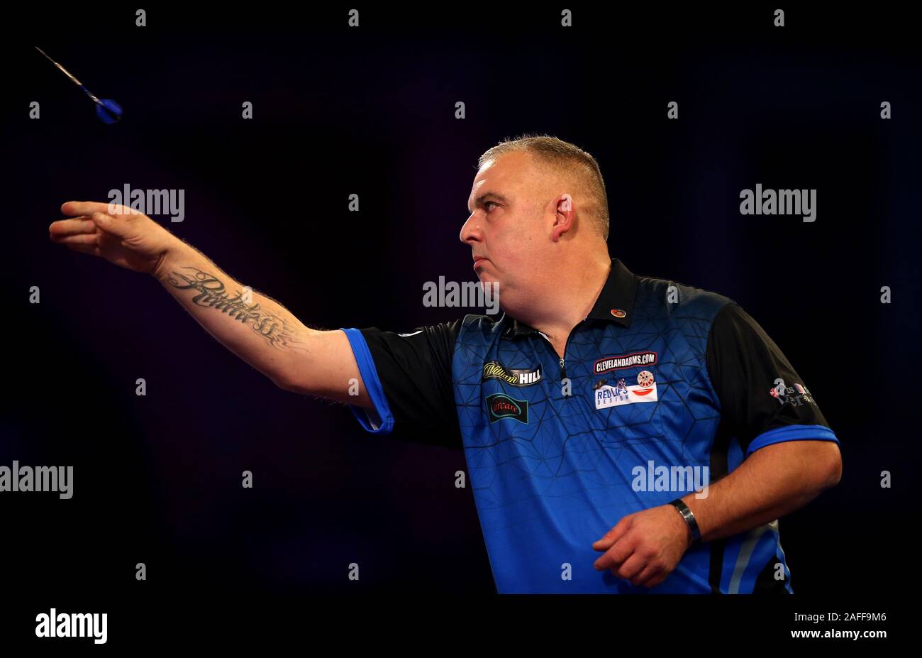 James Richardson in action during day three of the William Hill World Championships at Alexandra Palace, London. Stock Photo