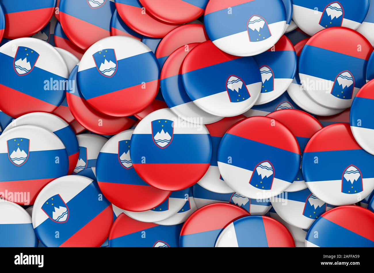 Badges with flag of Slovenia, 3D rendering Stock Photo