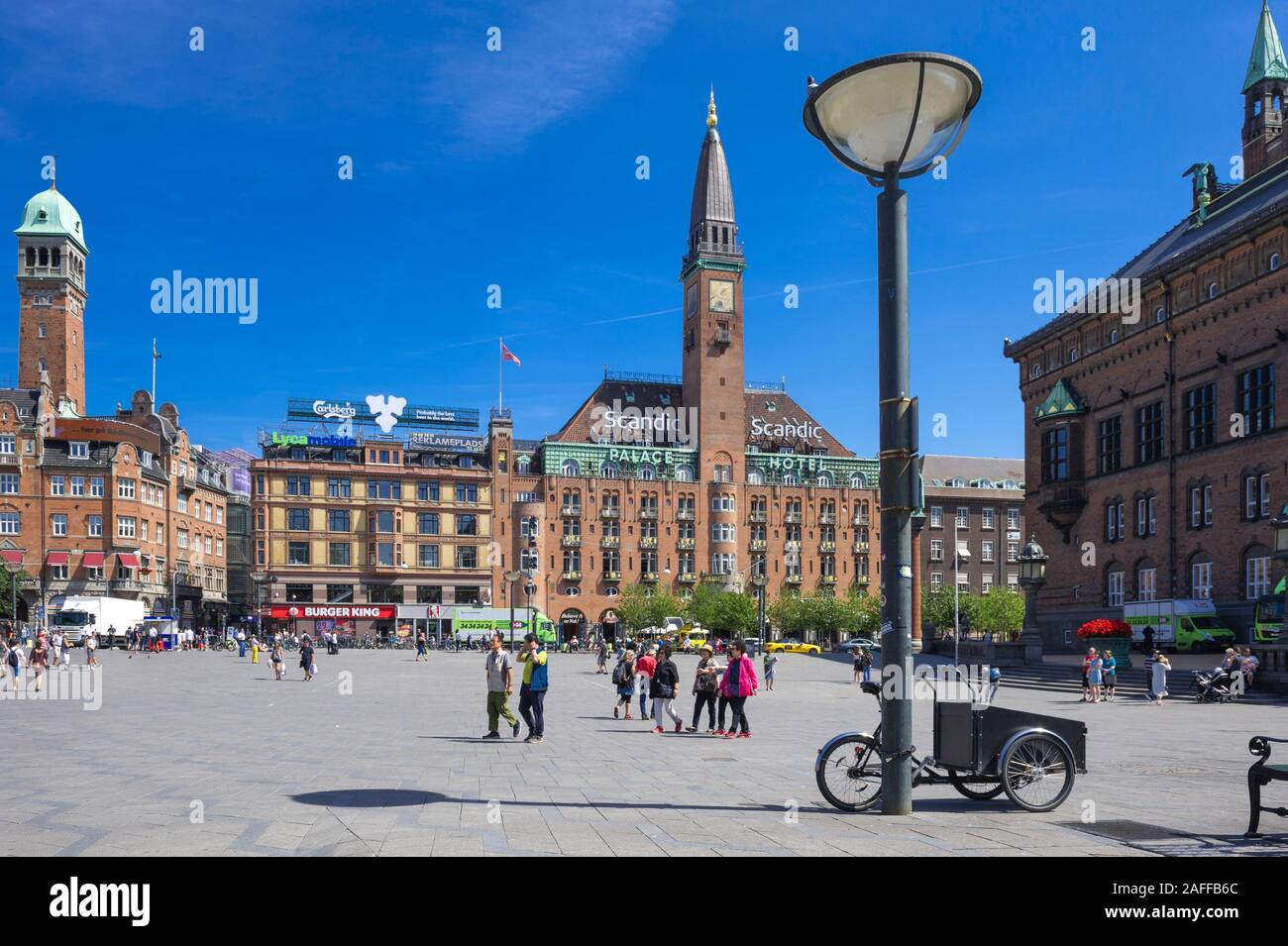 City Hall Square with the Scandic Palace Hotel, Copenhagen, Denmark Stock Photo