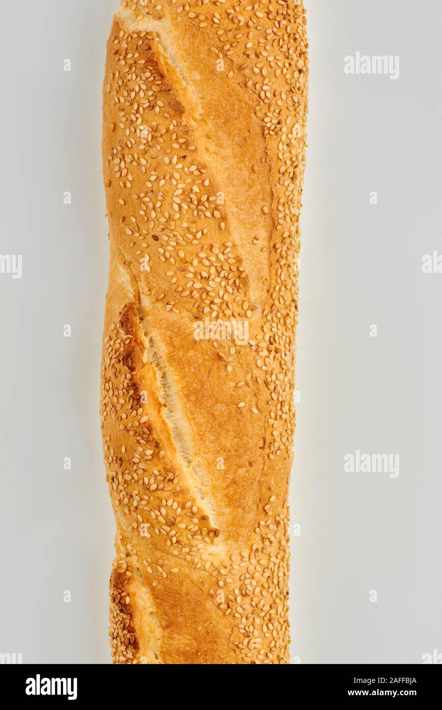White french baguette with sesame seeds, top view Stock Photo Alamy