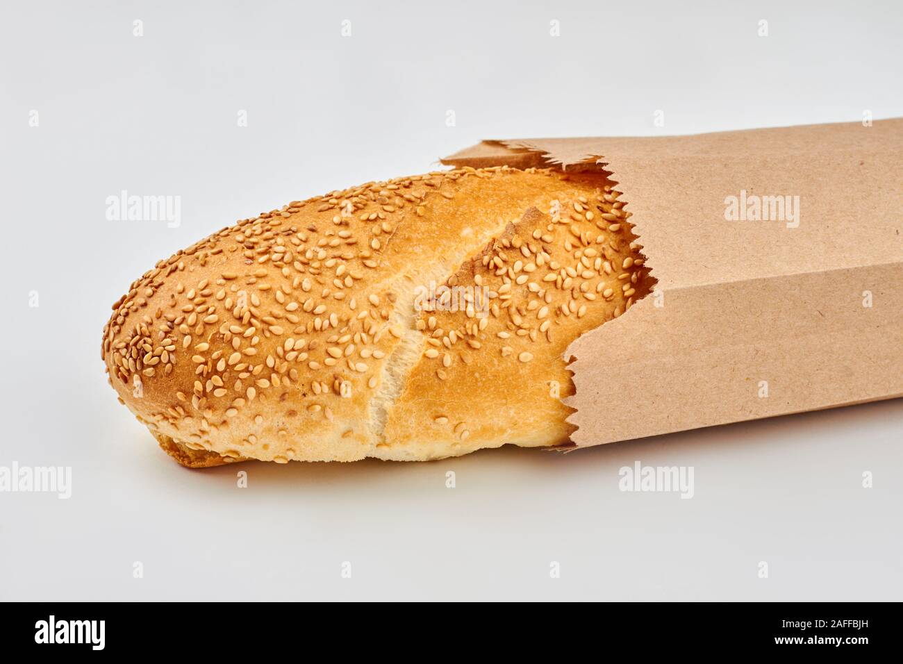 French bread baguette with sesame seeds. Stock Photo