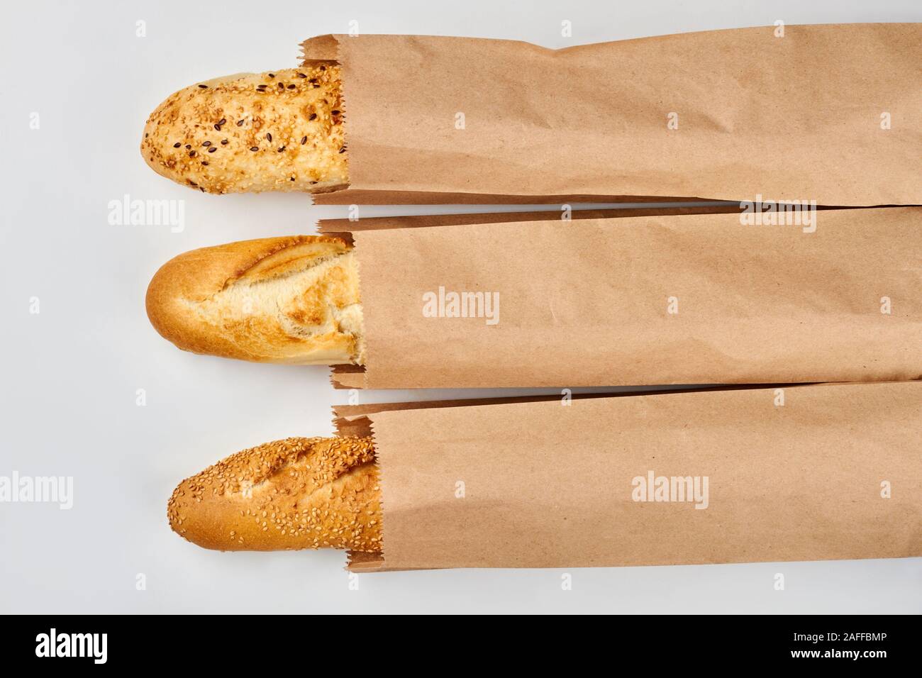 Set of fresh baguettes on white background Stock Photo - Alamy
