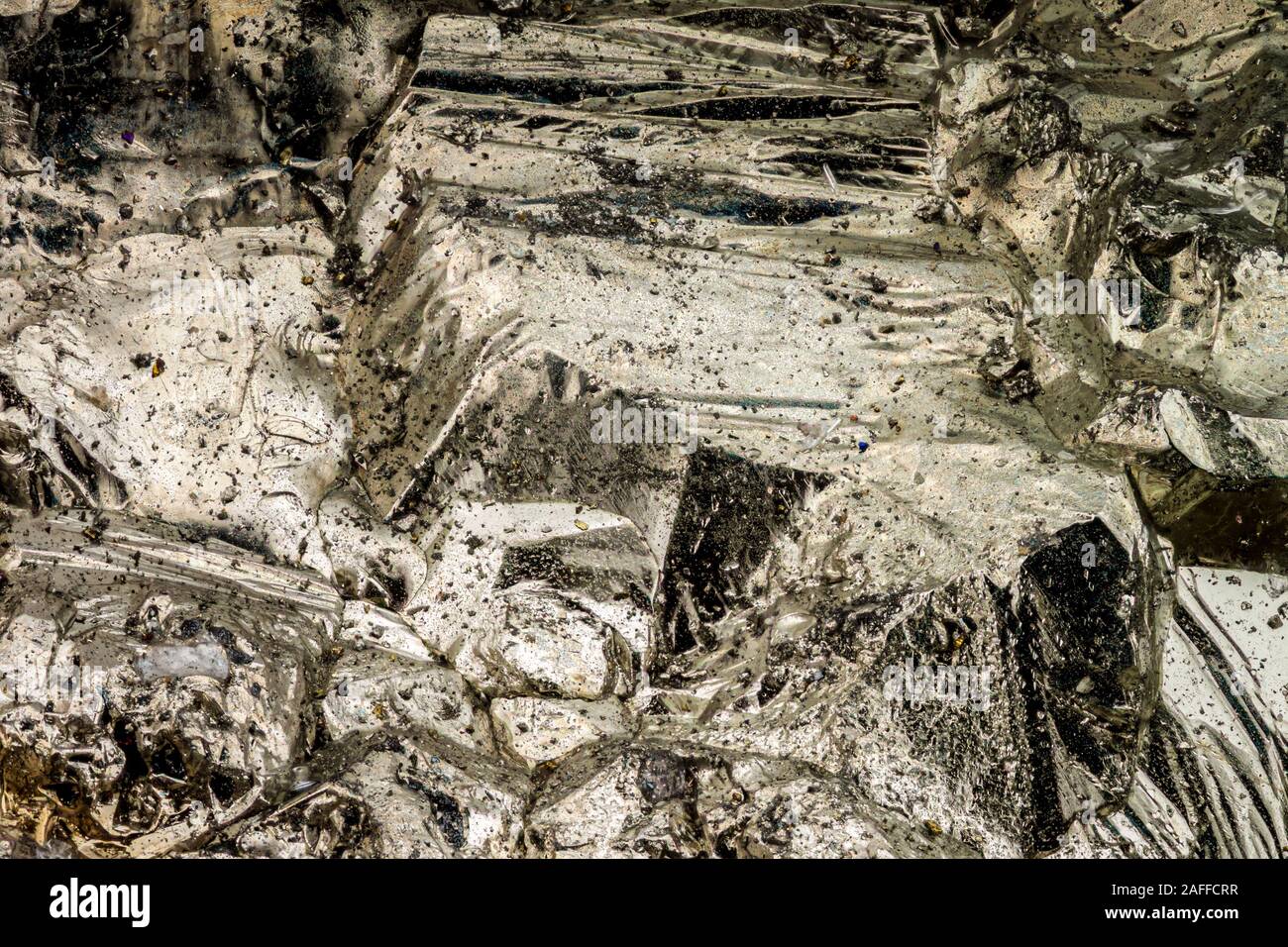 Exteme macro of a Pyrite surface. Stock Photo