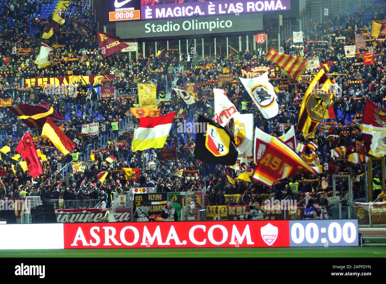 curva sud roma during Roma vs Spal, Roma, Italy, 15 Dec 2019, Soccer Italian Soccer Serie A Men Championship Stock Photo