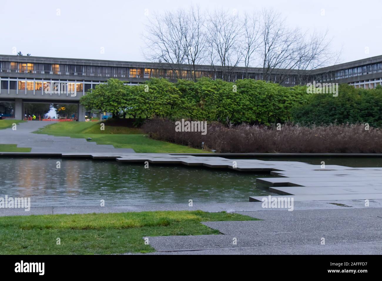 Burnaby, Canada - Dec 11, 2019: View of  Academic Quadrangle which have been used as filming location in TV Show 'Battlestar Galactica' Stock Photo