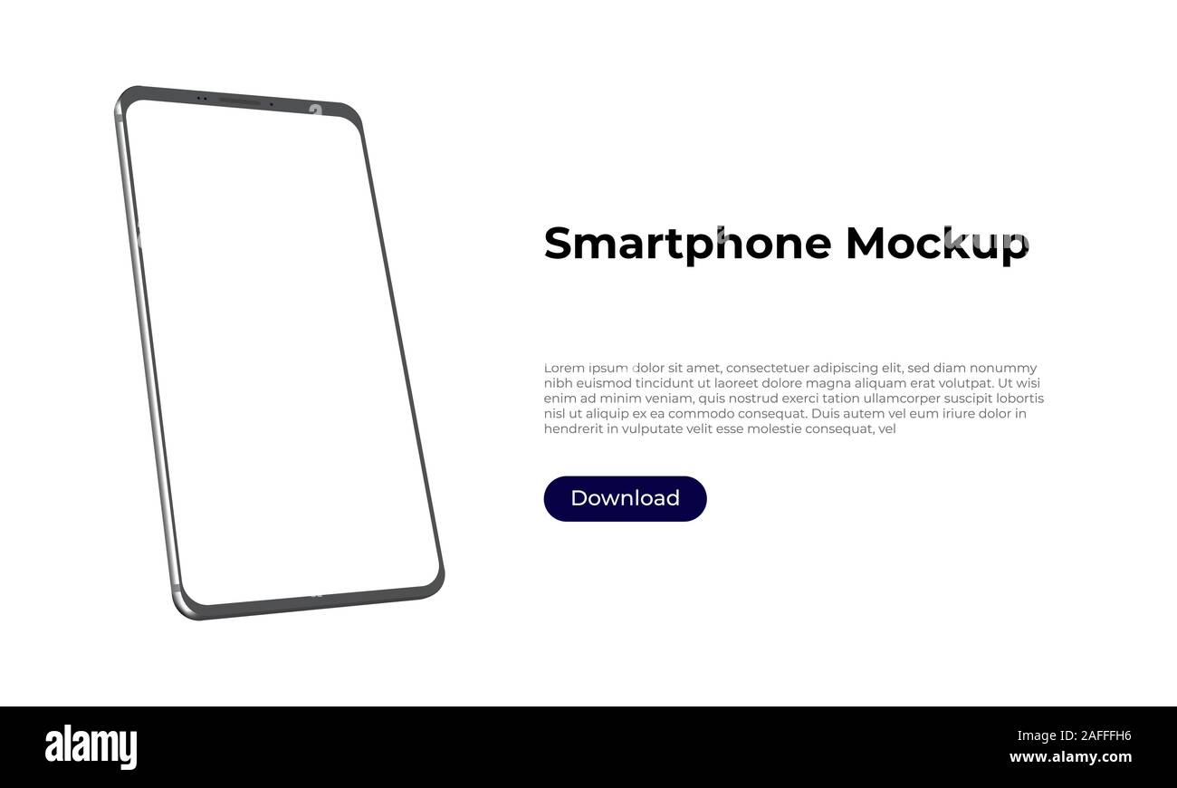 Rotated 3d smartphone mockup template for application presentation Stock Vector